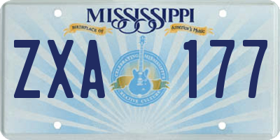 MS license plate ZXA177