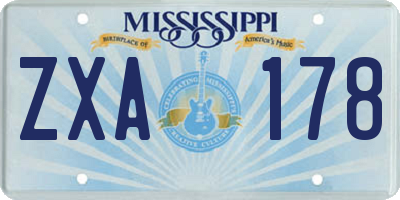 MS license plate ZXA178