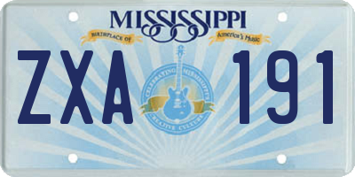 MS license plate ZXA191