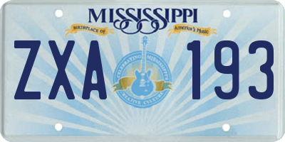 MS license plate ZXA193