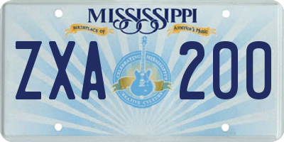 MS license plate ZXA200