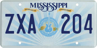 MS license plate ZXA204