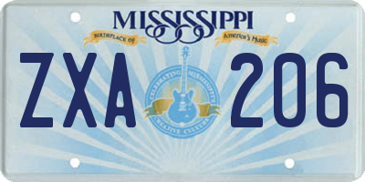 MS license plate ZXA206