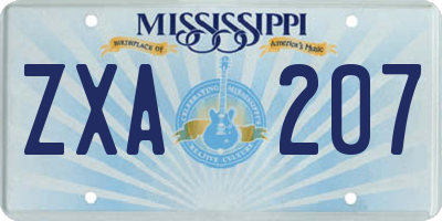 MS license plate ZXA207