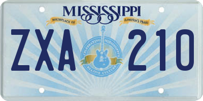 MS license plate ZXA210