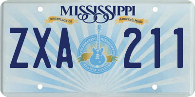 MS license plate ZXA211