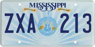 MS license plate ZXA213