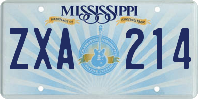 MS license plate ZXA214