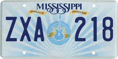 MS license plate ZXA218