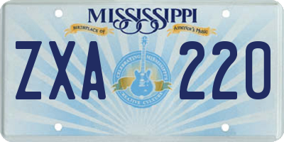 MS license plate ZXA220