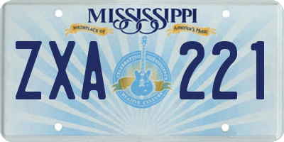 MS license plate ZXA221