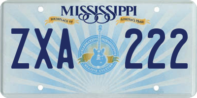 MS license plate ZXA222
