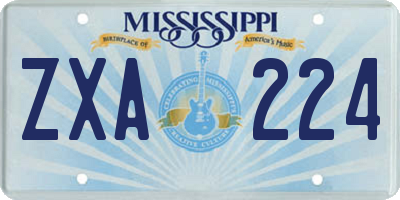 MS license plate ZXA224
