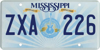 MS license plate ZXA226