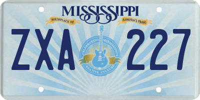 MS license plate ZXA227