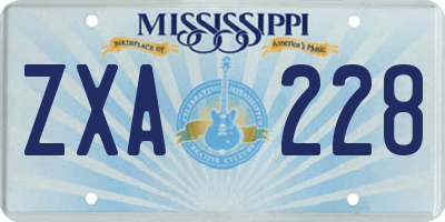 MS license plate ZXA228