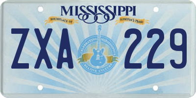 MS license plate ZXA229