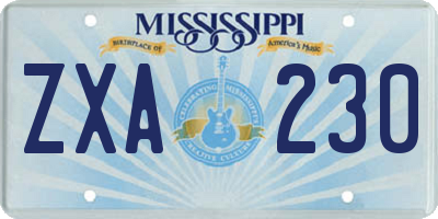 MS license plate ZXA230