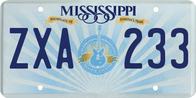 MS license plate ZXA233