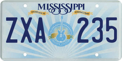 MS license plate ZXA235