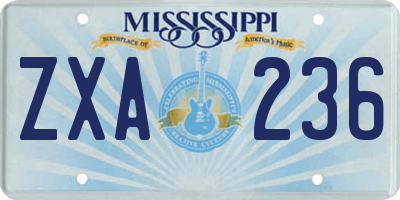 MS license plate ZXA236