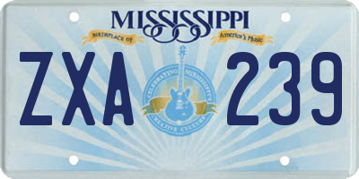 MS license plate ZXA239