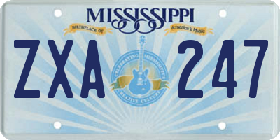 MS license plate ZXA247