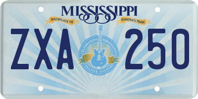 MS license plate ZXA250