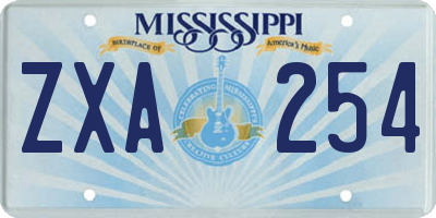 MS license plate ZXA254