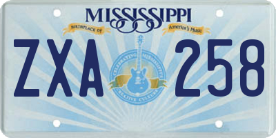 MS license plate ZXA258