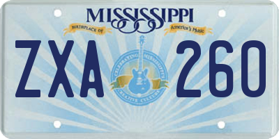 MS license plate ZXA260