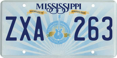 MS license plate ZXA263