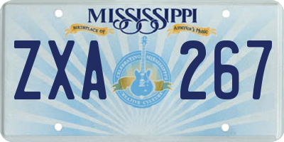 MS license plate ZXA267