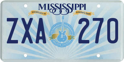MS license plate ZXA270