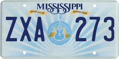 MS license plate ZXA273