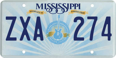 MS license plate ZXA274