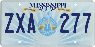 MS license plate ZXA277