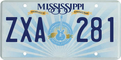 MS license plate ZXA281
