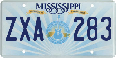 MS license plate ZXA283