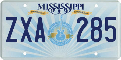 MS license plate ZXA285