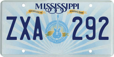 MS license plate ZXA292