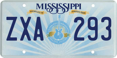 MS license plate ZXA293