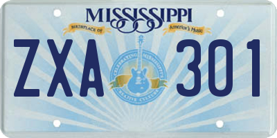 MS license plate ZXA301