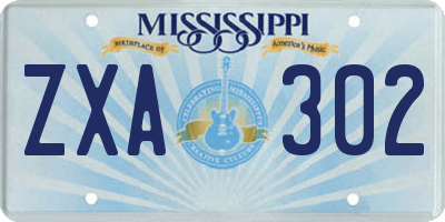 MS license plate ZXA302