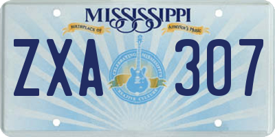 MS license plate ZXA307