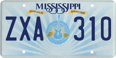 MS license plate ZXA310