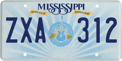 MS license plate ZXA312
