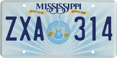 MS license plate ZXA314