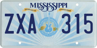 MS license plate ZXA315