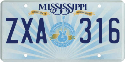 MS license plate ZXA316